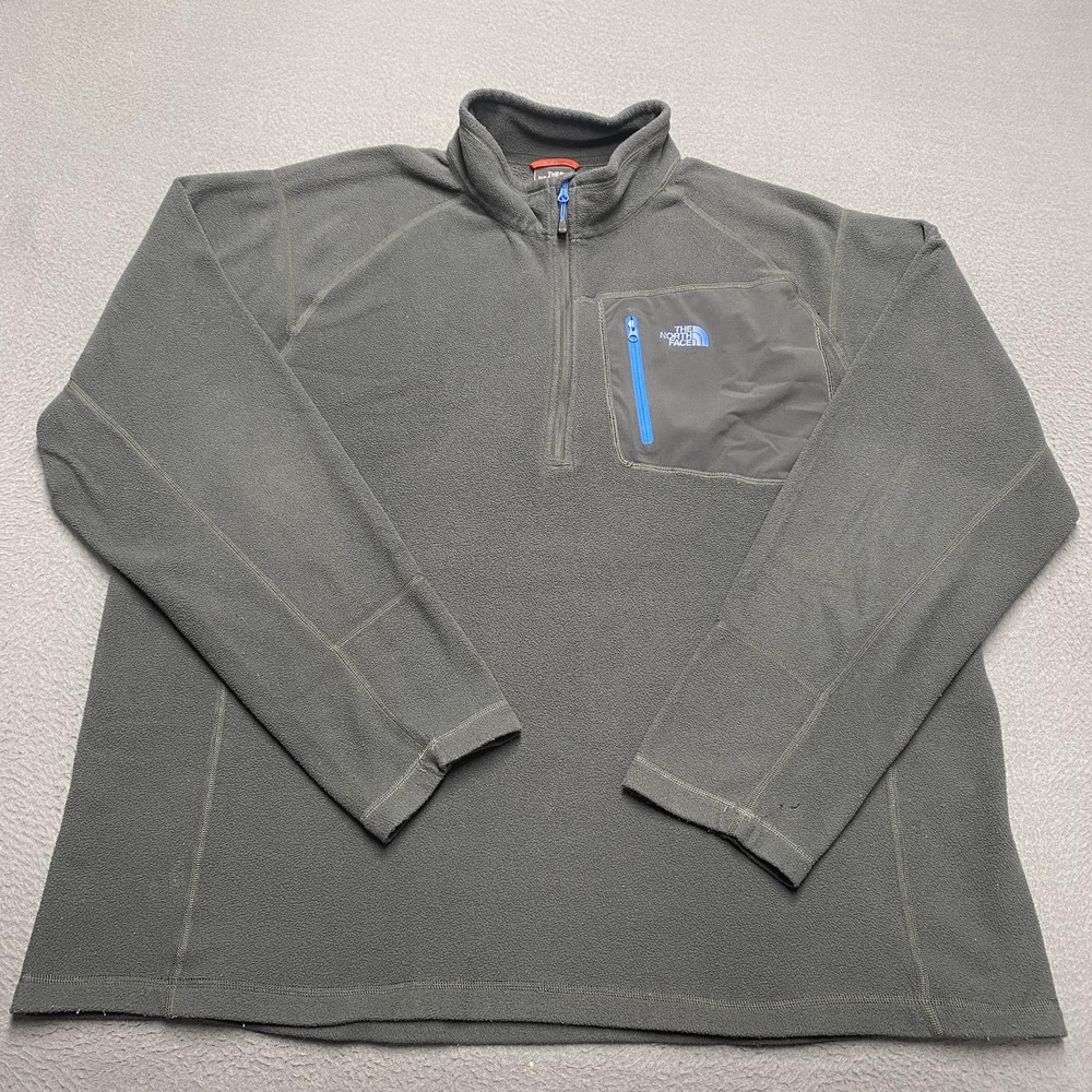North Face Pullover‎ Mens 2XL Gray Fleece Half Zip Pocket Outdoors Jacket